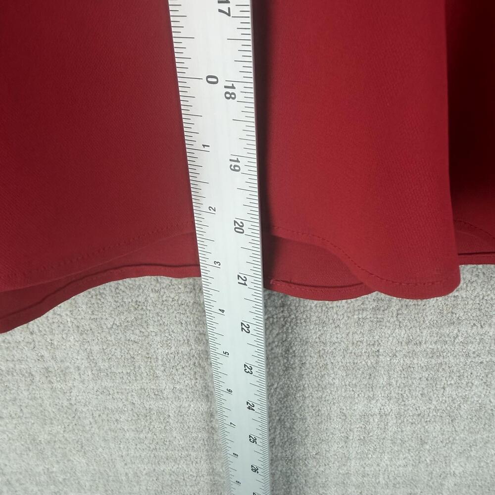 Liz Claiborne Skirt Womens 14 Red Trumpet Knee Length Ruffle Zip Microfiber - Picture 6 of 8